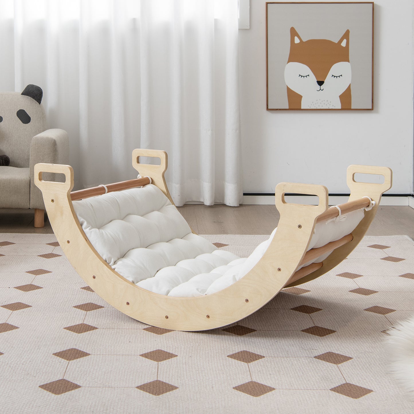 2-in-1 Arch Rocker with Soft Cushion-Natural