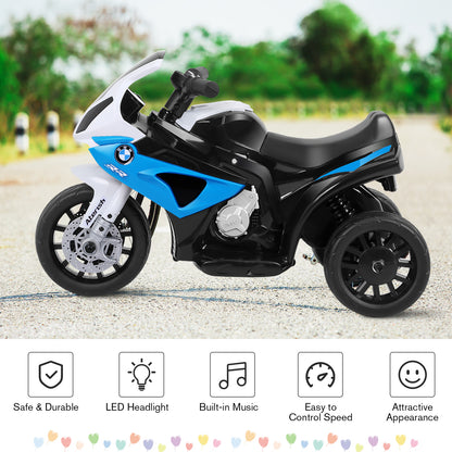 6V Kids Ride on Motorcycle with Training Wheels and Head Light-Blue