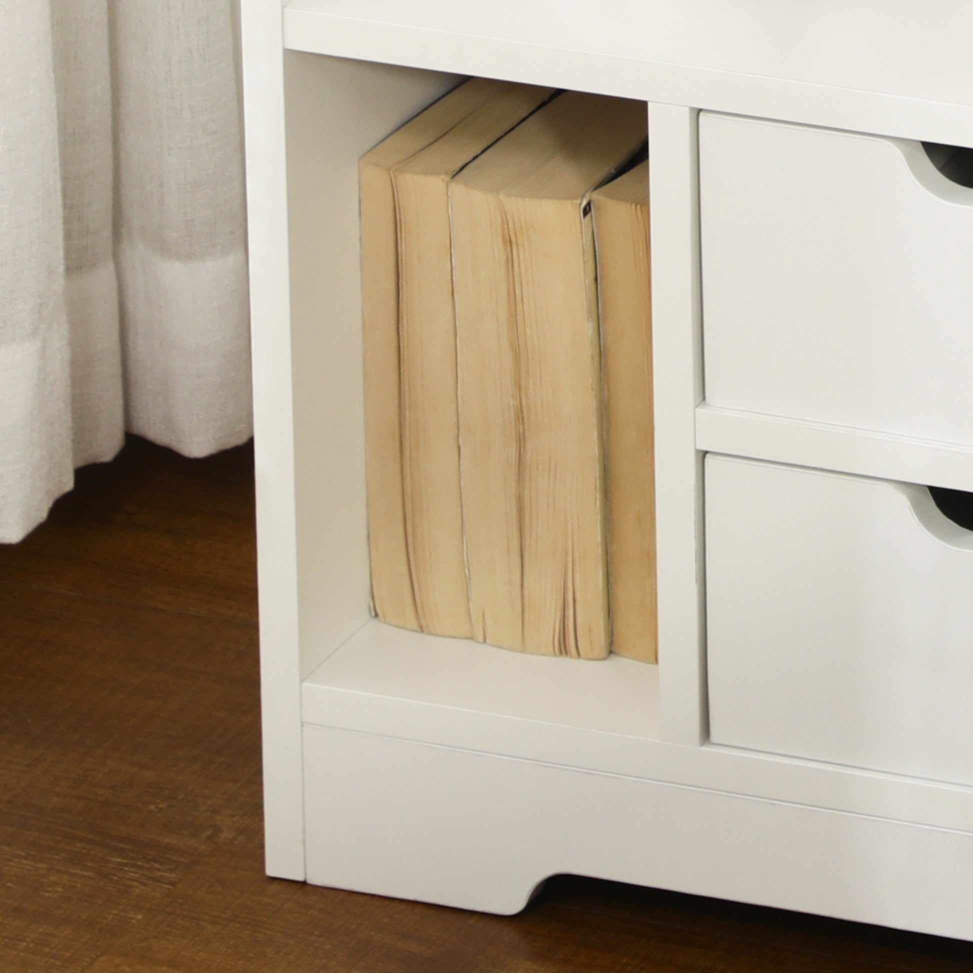 HOMCOM Bedside Table with 2 Drawers and Storage Shelves for Living Room Bedroom Accent Table Small Cabinet, White