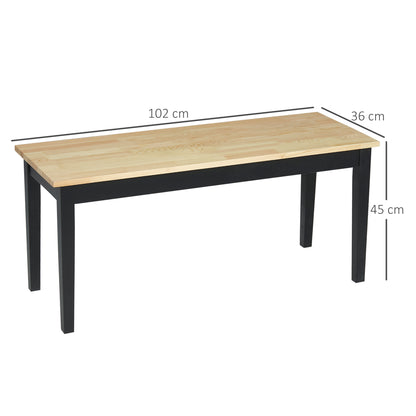 HOMCOM 102 cm Wood Dining Bench for 2 People, Wooden Bench for Kitchen, Dining Room, Entryway, Natural Wood Effect