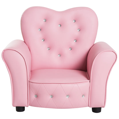 HOMCOM Kids Toddler Chair Sofa Children Armchair Seating Relax Playroom Seater Girl Princess Pink