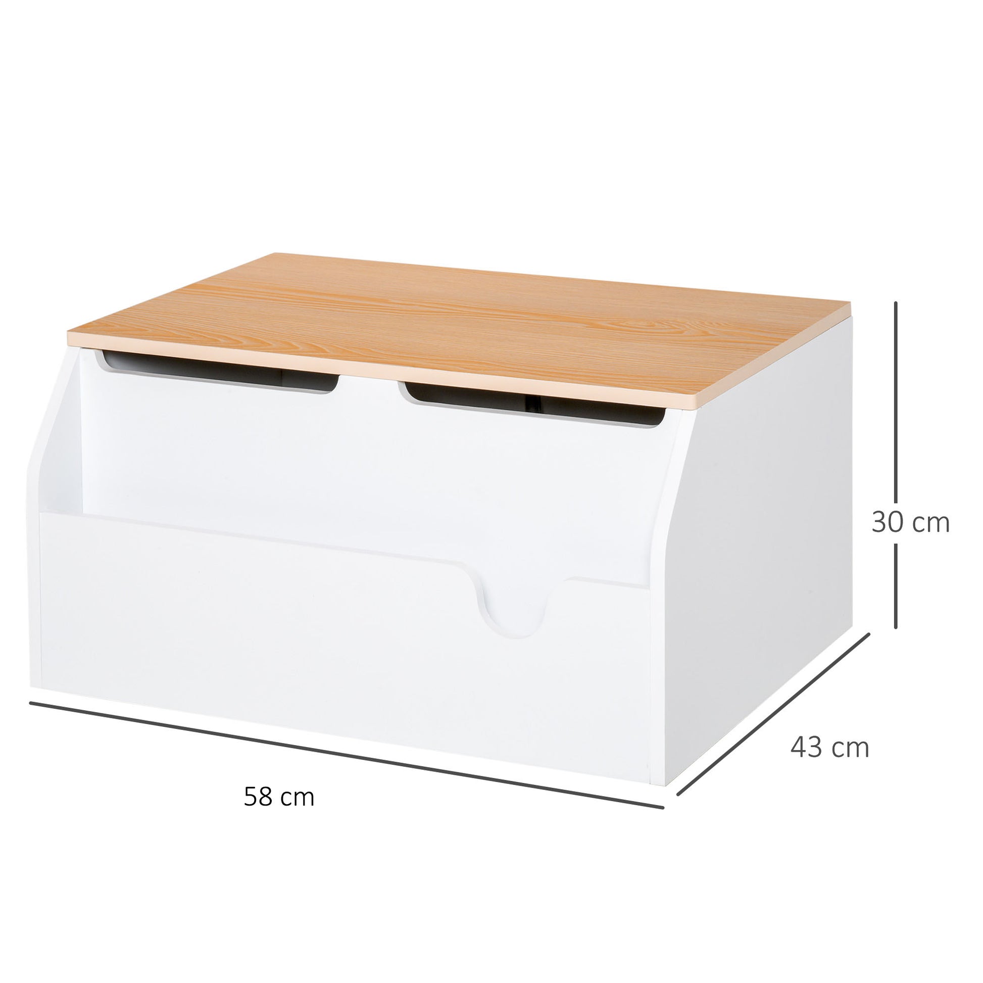 HOMCOM Wooden Kids Children Toy Box Storage Chest Organizer Book Slot Safety Hinge Playroom Furniture White