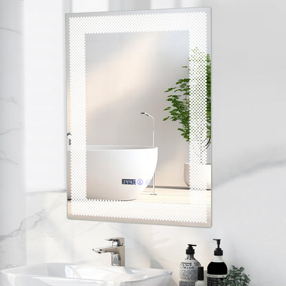 LED Wall Mounted Anti-Fog HD Vanity Mirror with 3 Color Adjustable Lights