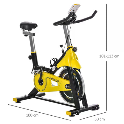 HOMCOM Cardio Exercise Bike Indoor Cycling Bike with Belt Drive Adjustable Resistance Seat Handlebar LCD Display Home Gym Upright Bike