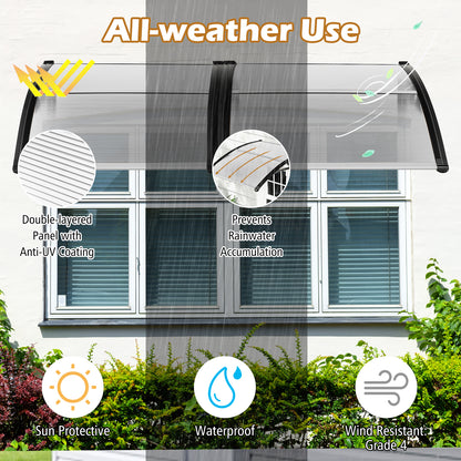 102 x 98 CM Window Door Awning Canopy-Transparent