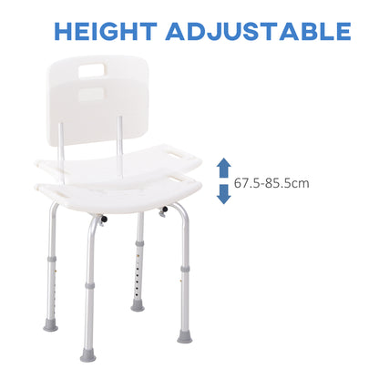 HOMCOM Bathroom Chair Shower Stool Safety Seat Bathroom Adjustable Positions Elderly Aids