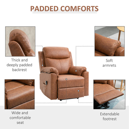 HOMCOM Power Lift Chair Electric Riser Recliner for Elderly, Faux Leather Sofa Lounge Armchair with Remote Control and Side Pocket, Brown