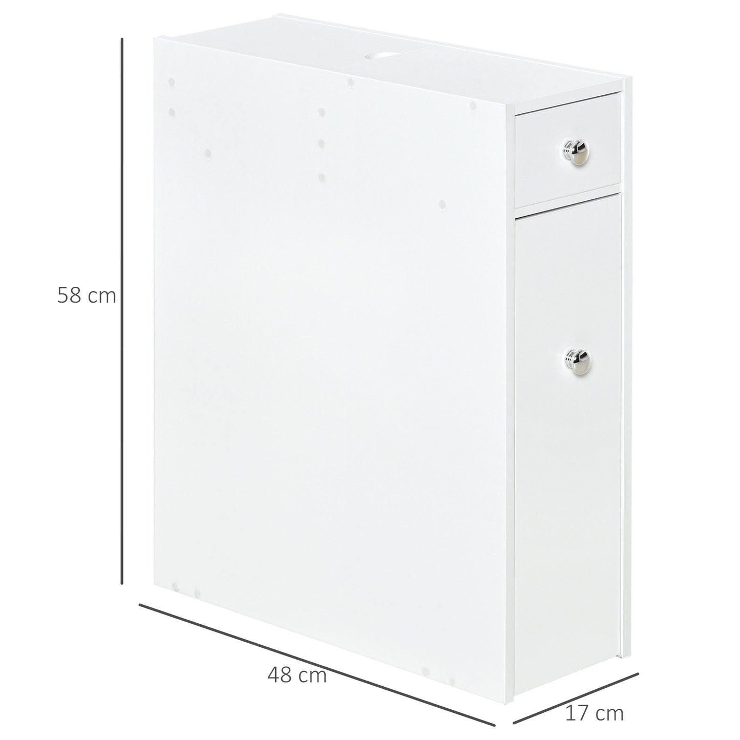 HOMCOM Bathroom Storage Unit, White Slimline Bathroom Cabinet, Home Bath Toilet Cupboard Organiser Unit with Drawers, White