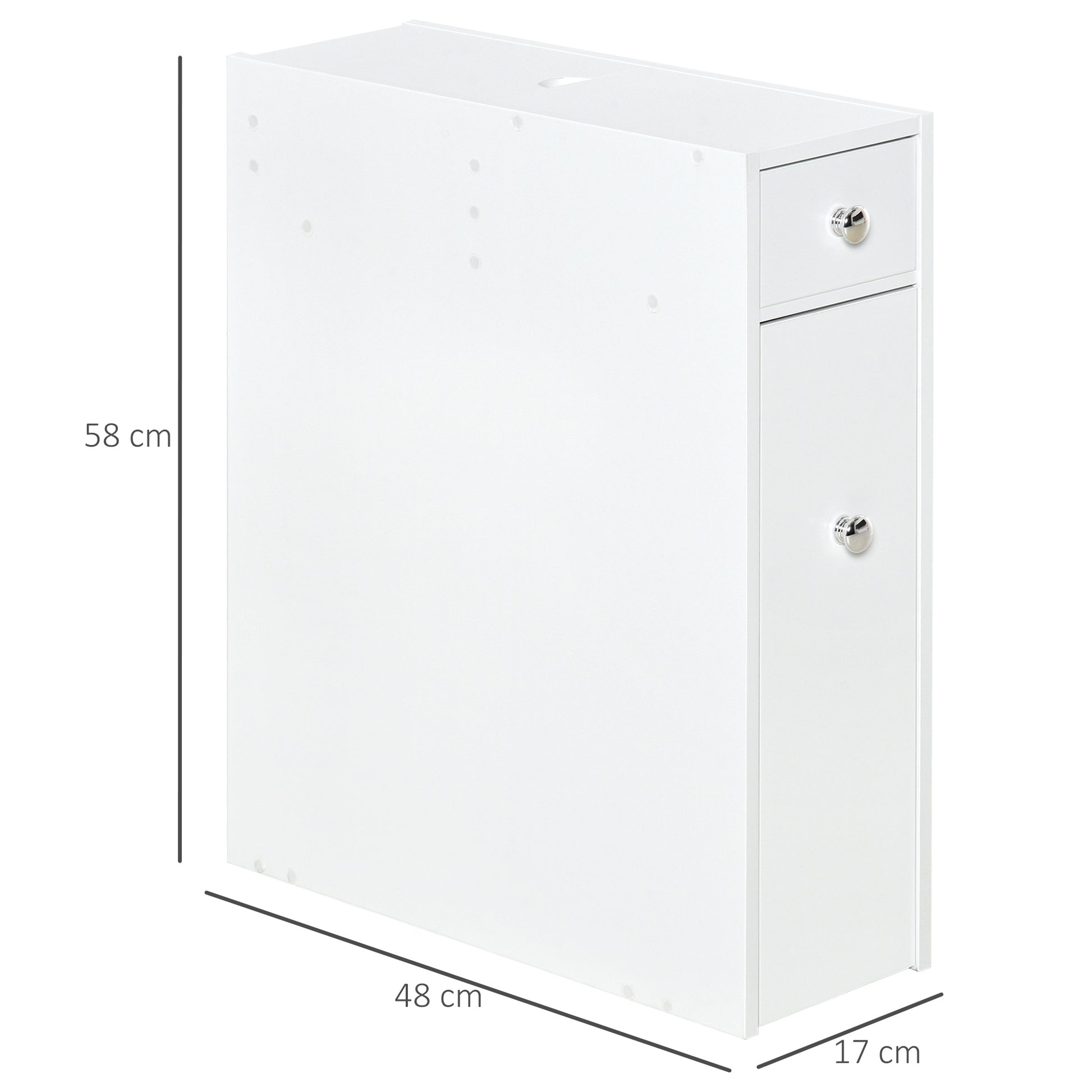 HOMCOM Bathroom Storage Unit, White Slimline Bathroom Cabinet, Home Bath Toilet Cupboard Organiser Unit with Drawers, White