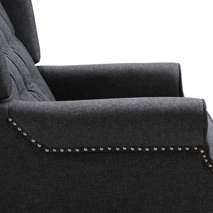 HOMCOM Recliner Armchair for Living Room, Reclining Chair, Wingback Chair with Button Tufted Back and Footrest, Dark Grey