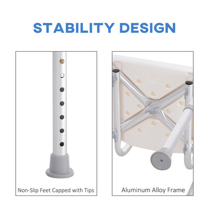 HOMCOM Bathroom Chair Shower Stool Safety Seat Bathroom Adjustable Positions Elderly Aids