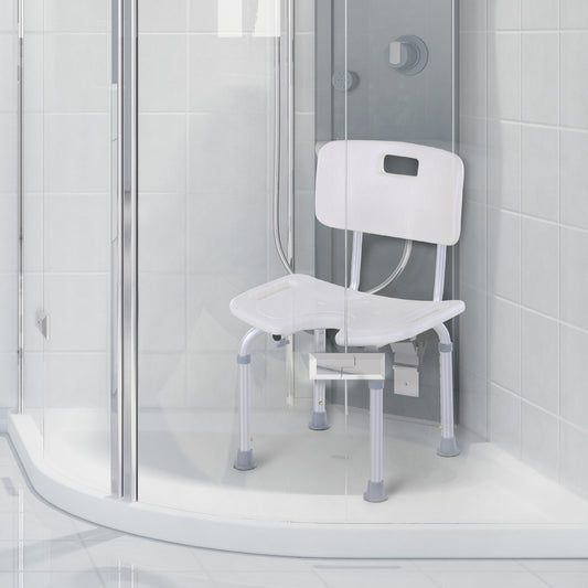 HOMCOM 8-Level Height Adjustable Bath Stool Spa Shower Chair Aluminum w/ Non-Slip Feet, Handle for the Pregnant, Old, Injured