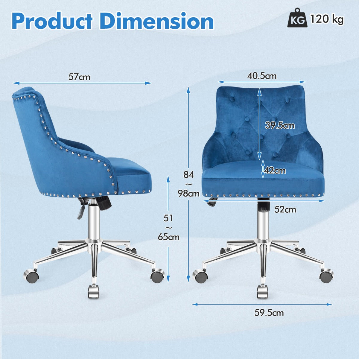 Adjustable 360° Swivel Accent Armchair-Blue