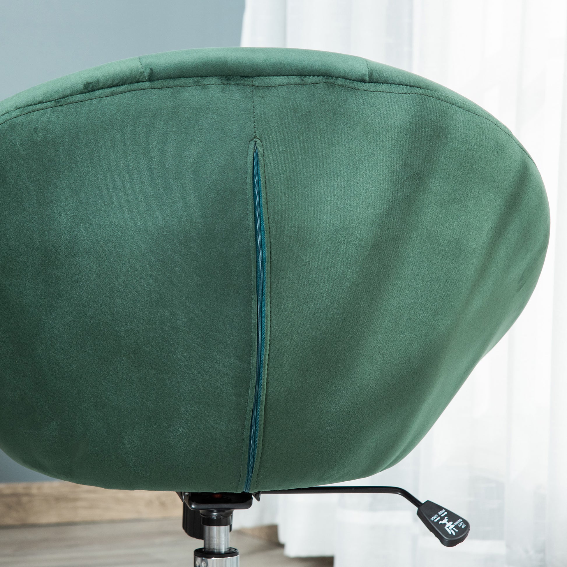 HOMCOM Modern Dining Height Bar Stool Velvet-Touch Tufted Fabric Adjustable Height Armless Tub Chair with Swivel Seat, Green