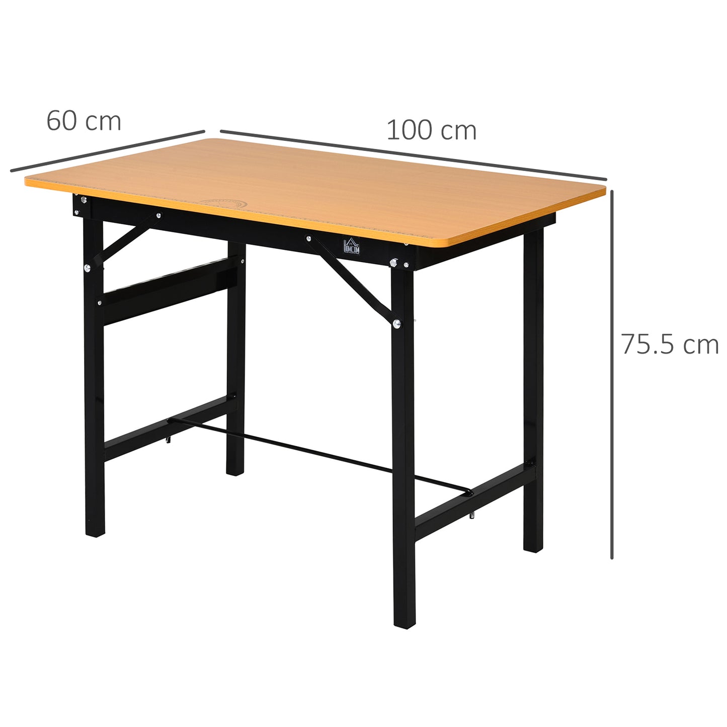 HOMCOM Foldable Garage Work Bench, Craft Table MDF Workstation, Heavy-duty Steel Frame with Ruler, Protractor