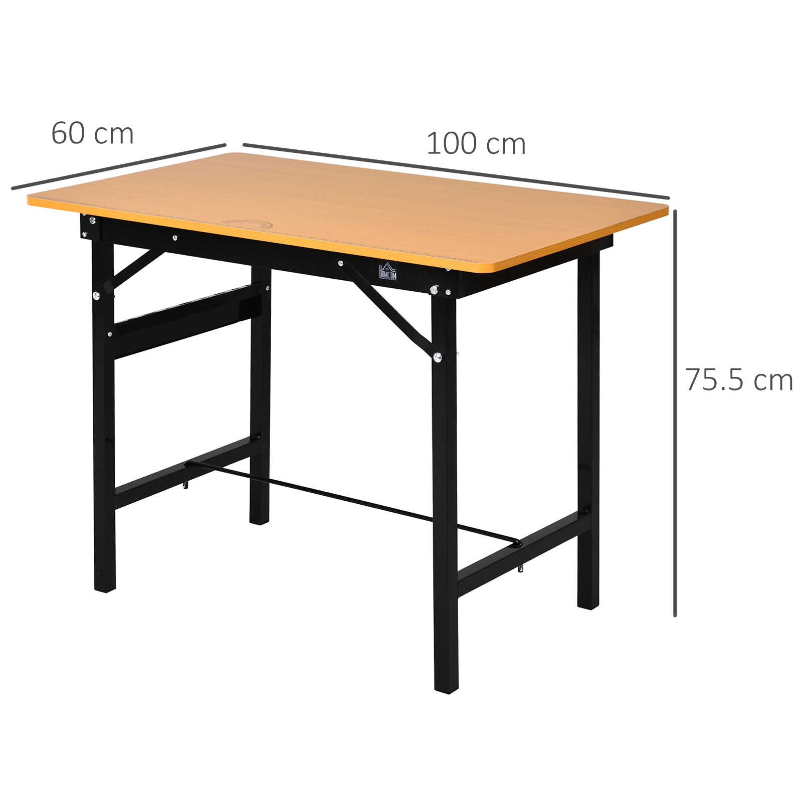 HOMCOM Foldable Garage Work Bench, Craft Table MDF Workstation, Heavy-duty Steel Frame with Ruler, Protractor