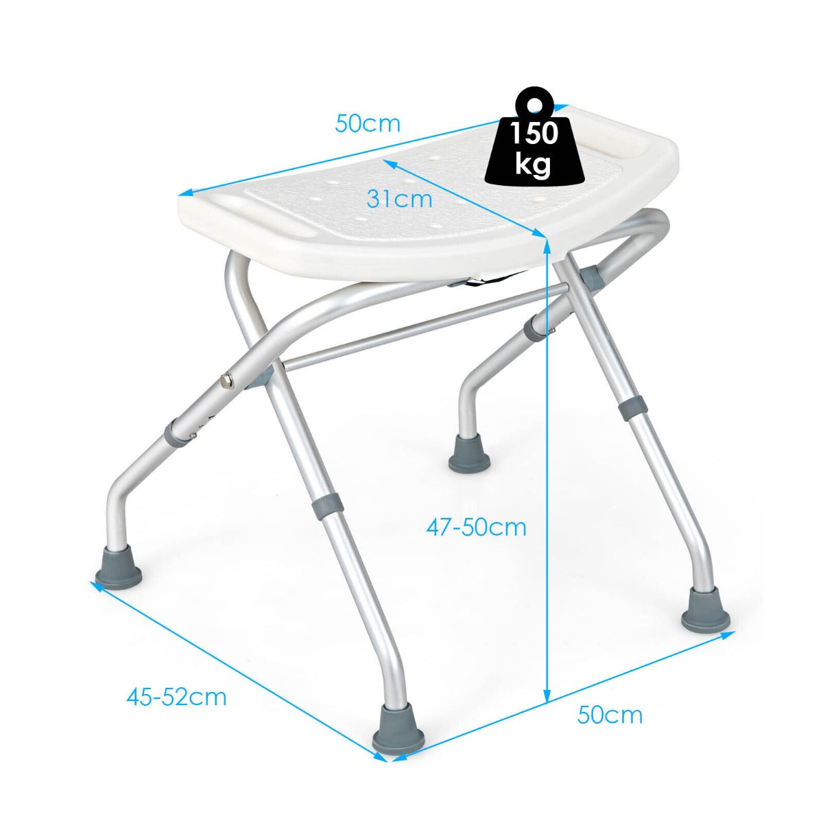 Folding Portable Shower Seat with Adjustable Height for Bathroom