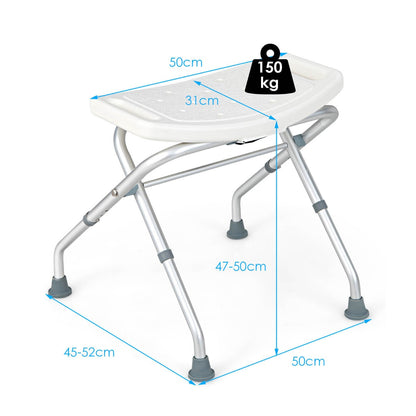 Folding Portable Shower Seat with Adjustable Height for Bathroom