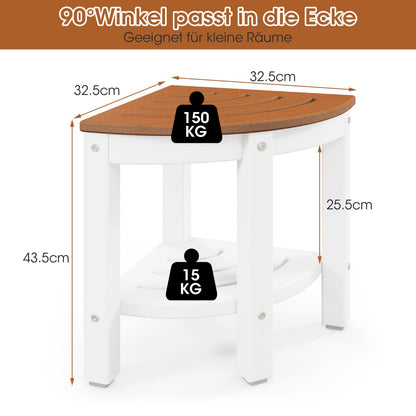 Corner Shower Bench Stool with Storage Shelf for Shaving Legs