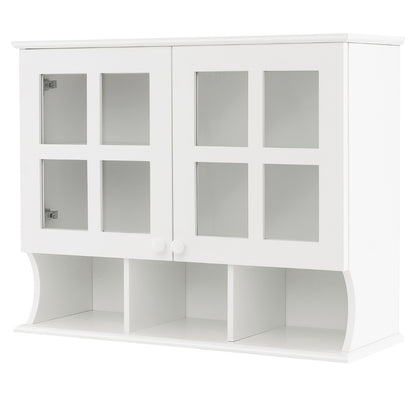 Modern Storage Cabinet with Shelves and Open Compartments for Bathroom Kitchen-White