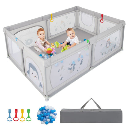 206 x 147 cm Baby Playpen with 50 Ocean Balls for Babies and Toddlers-Bear