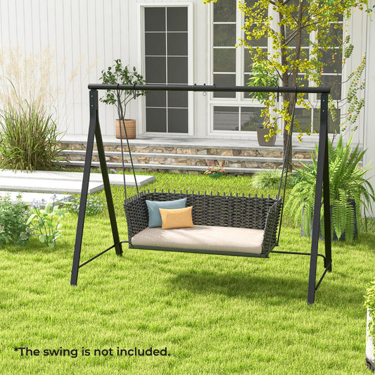 Porch Swing Frame Patio Metal Swing Stand with A-Shaped Structure-Black