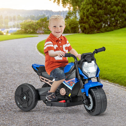 6V Kids Ride-on Motorcycle with 2-wheel/3-wheel Conversion &amp; Detachable Training Wheels-Blue