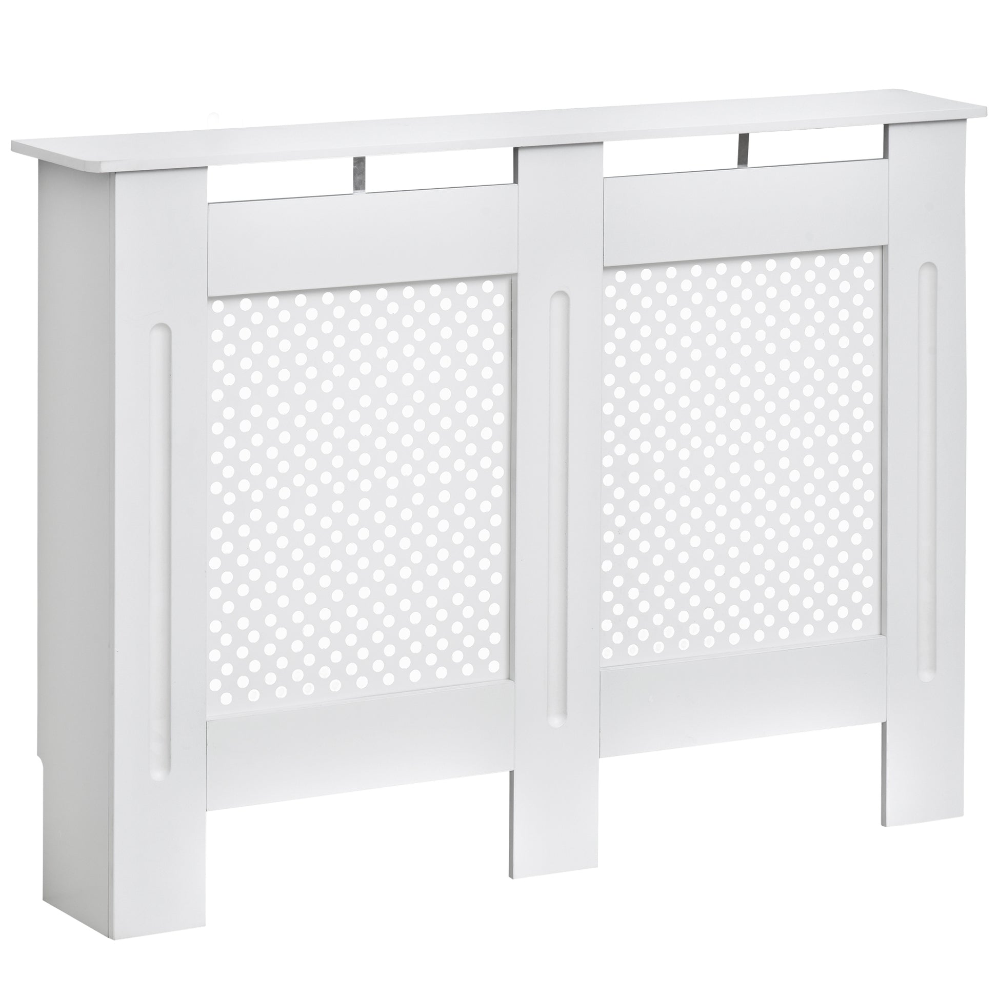 HOMCOM Wooden Radiator Cover Heating Cabinet Modern Home Furniture Grill Style White Painted (Medium)