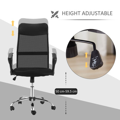 HOMCOM Ergonomic Office Chair Mesh Chair with Adjustable Height Tilt Function Black