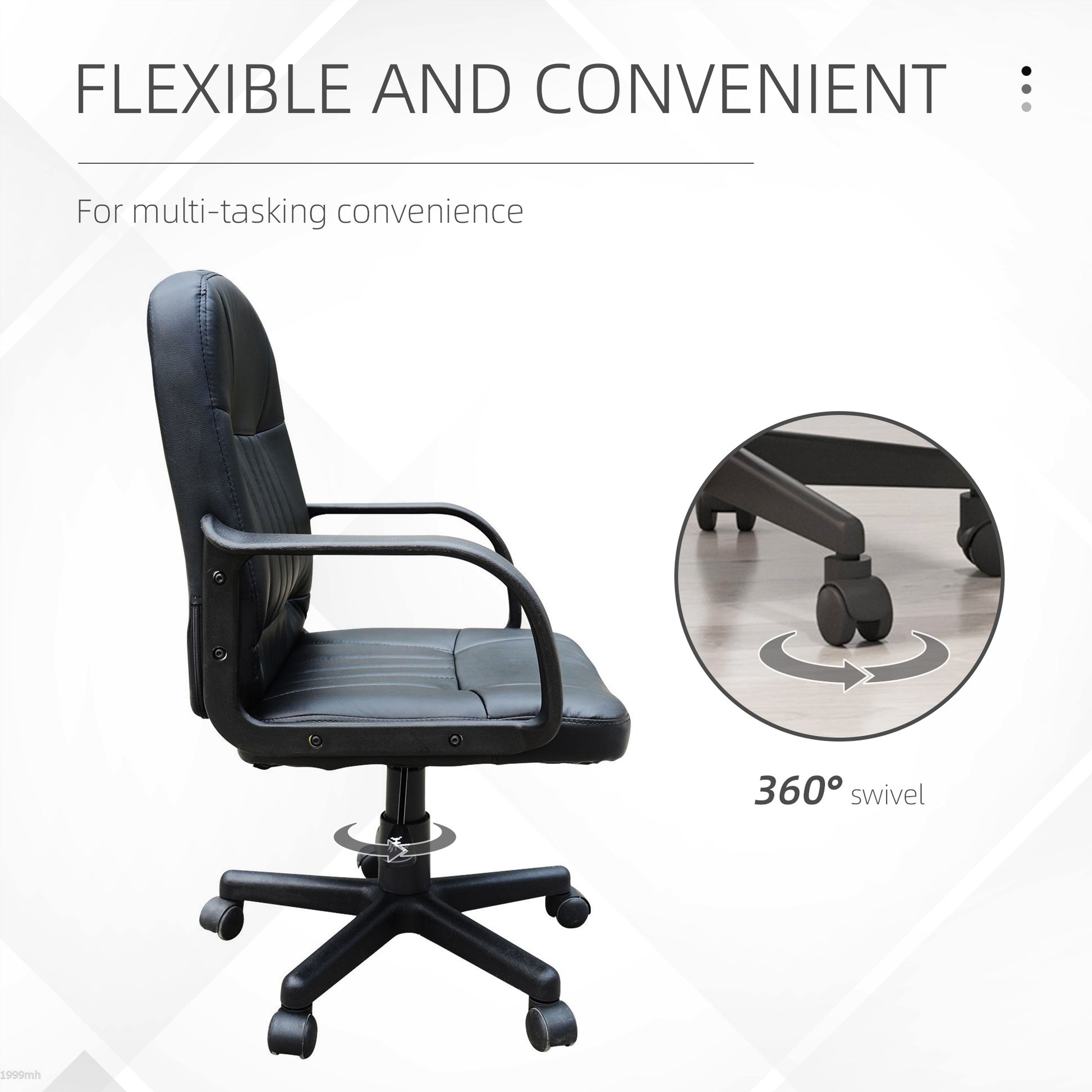 HOMCOM Swivel Executive Office Chair PU Leather Computer Desk Chair Office Furniture Gaming Seater - Black