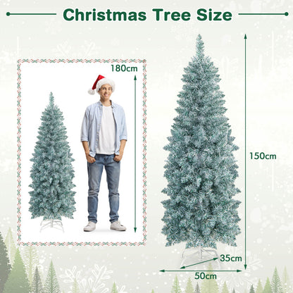 150/180 cm Slim Pencil Christmas Tree with 343/475 Branch Tips and 190/250 Colorful LED Lights-150 cm