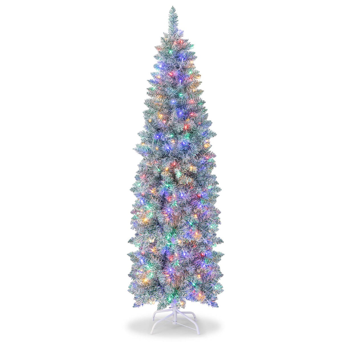 150/180 cm Slim Pencil Christmas Tree with 343/475 Branch Tips and 190/250 Colorful LED Lights-180 cm