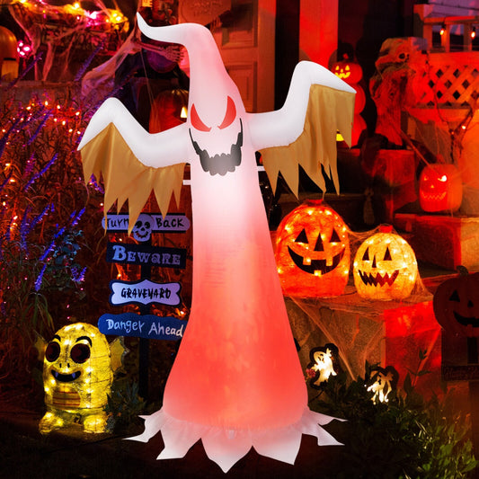 Halloween Inflatable Ghost with Red LED Lights for Home Yard