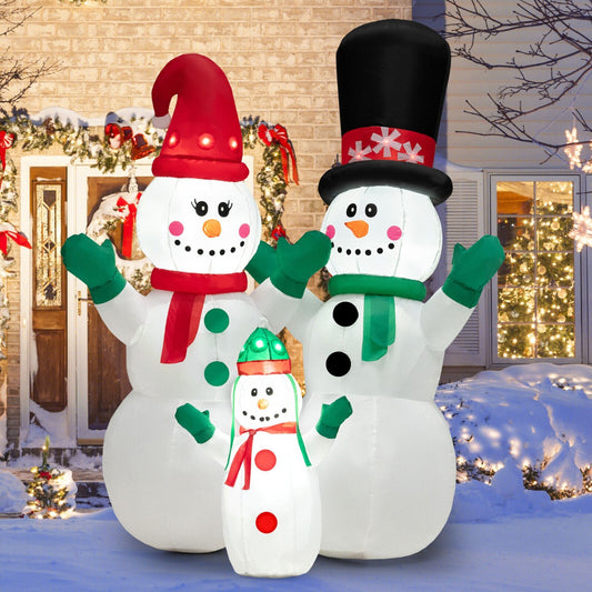 6 Feet Inflatable Snowman Family Christmas Decoration with LED Lights