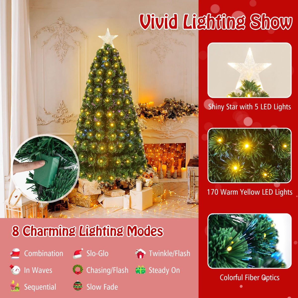 150 CM/180 CM Christmas Tree with PVC Branch Tips and LED Lights-150 cm