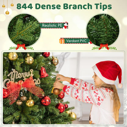 150/180 cm Pre-lit Artificial Christmas Tree with 844/1168 Branch Tips 250/350 LED Lights-1.5M