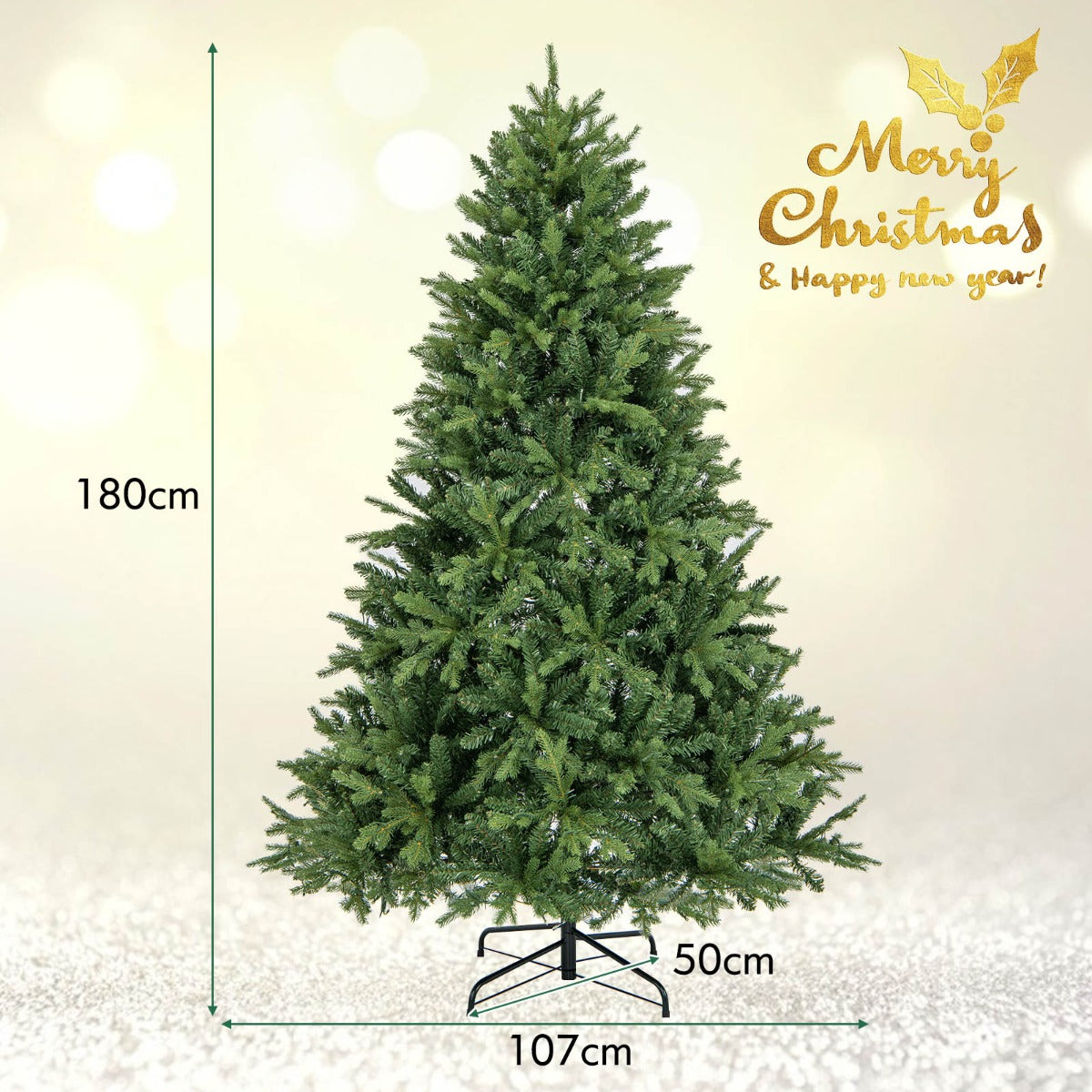 150/180 cm Pre-lit Artificial Christmas Tree with 844/1168 Branch Tips 250/350 LED Lights-1.8 M