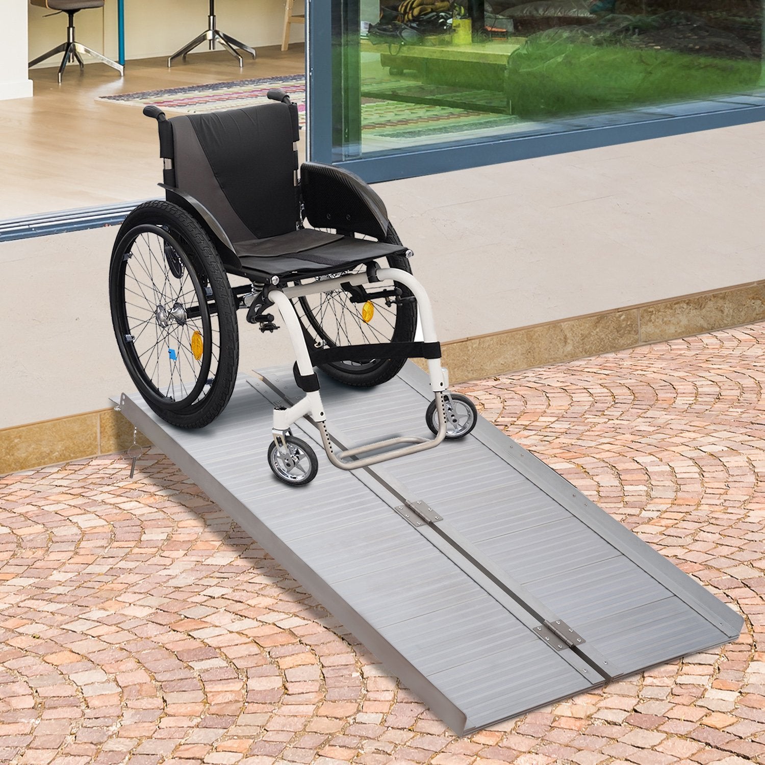 HOMCOM Folding Aluminum Ramp Wheelchairs/Scooters/Pet Mobility Ramp W/Handle 40"