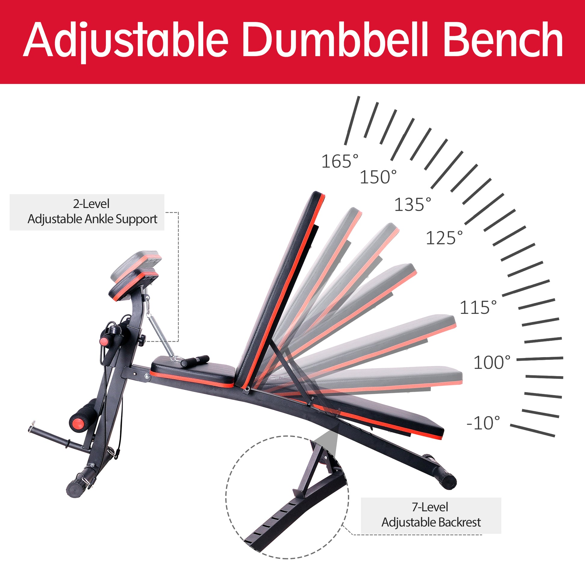 HOMCOM Foldable Adjustable Dumbbell Weight Lifting Sit Up Ab Bench Home Training Gym Incline Flat Multiuse Workout Exercise Fitness