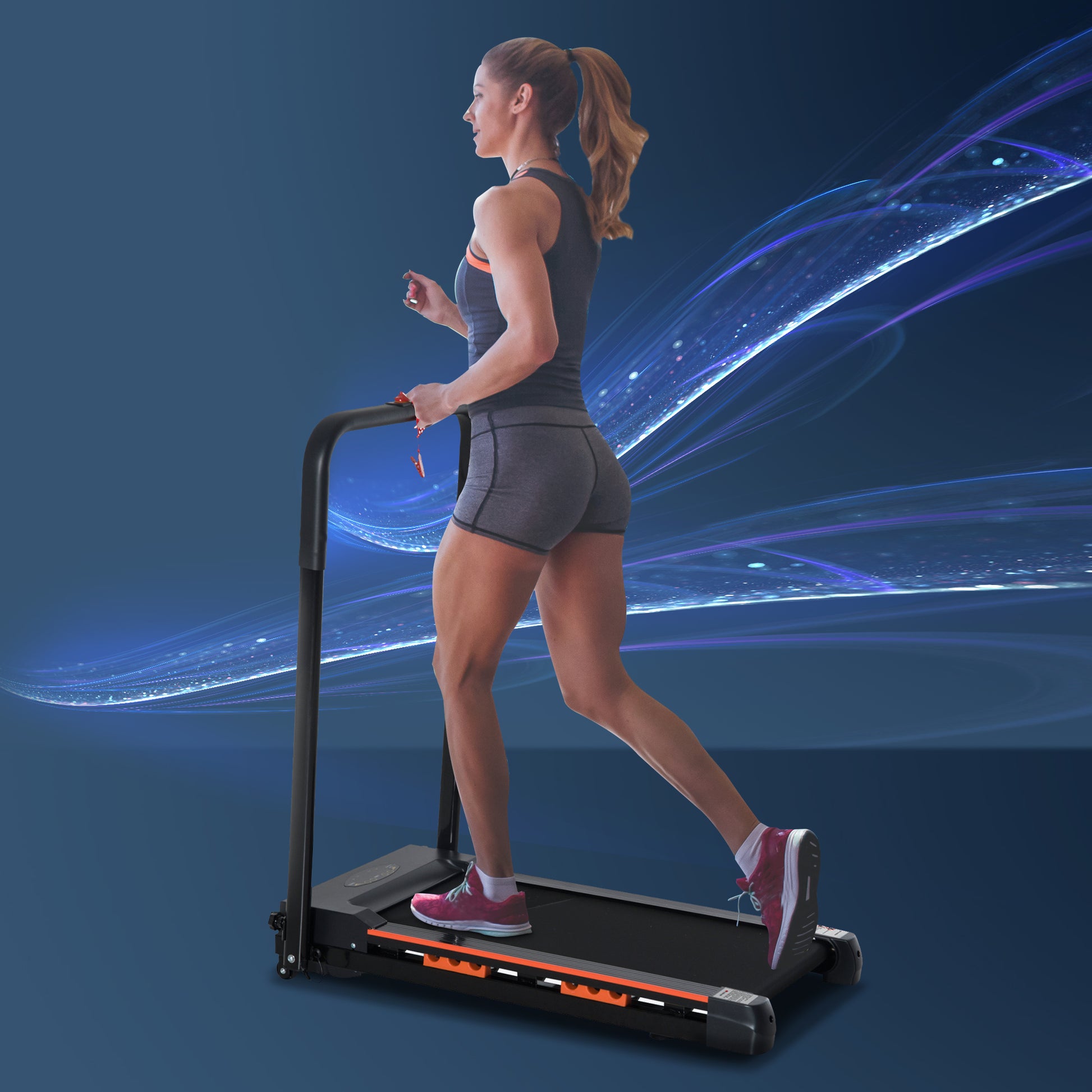 HOMCOM Electric Motorized Treadmill Walking Machine Foldable - 0.5hp | 1 to 6 km/h | Indoor Fitness Exercise Gym w / Remote Control