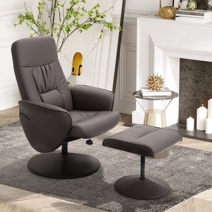 HOMCOM Executive Recliner Chair High Back and Footstool Armchair Lounge Seat Brown