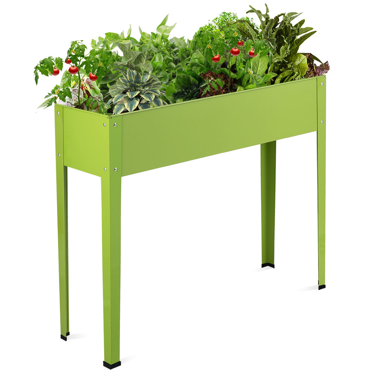 Elevated Raised Tall Garden Vegetable Plant Bed Box Planter Stand with Shelf-Green