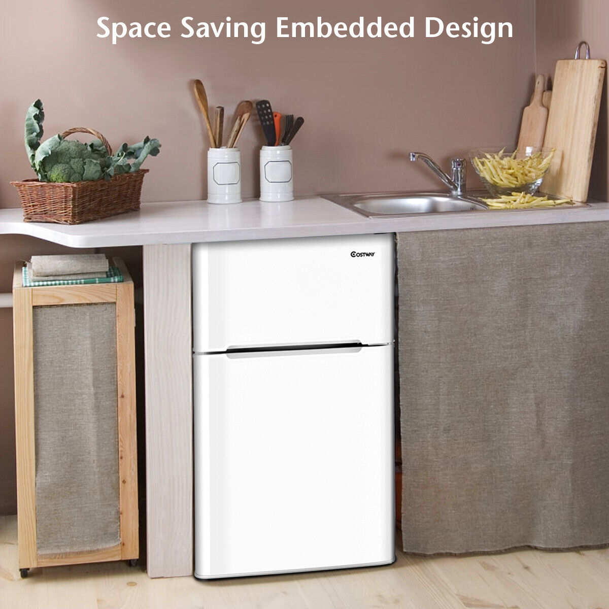 90L Freestanding Undercounter Refrigerator with 2 Reversible Door-White