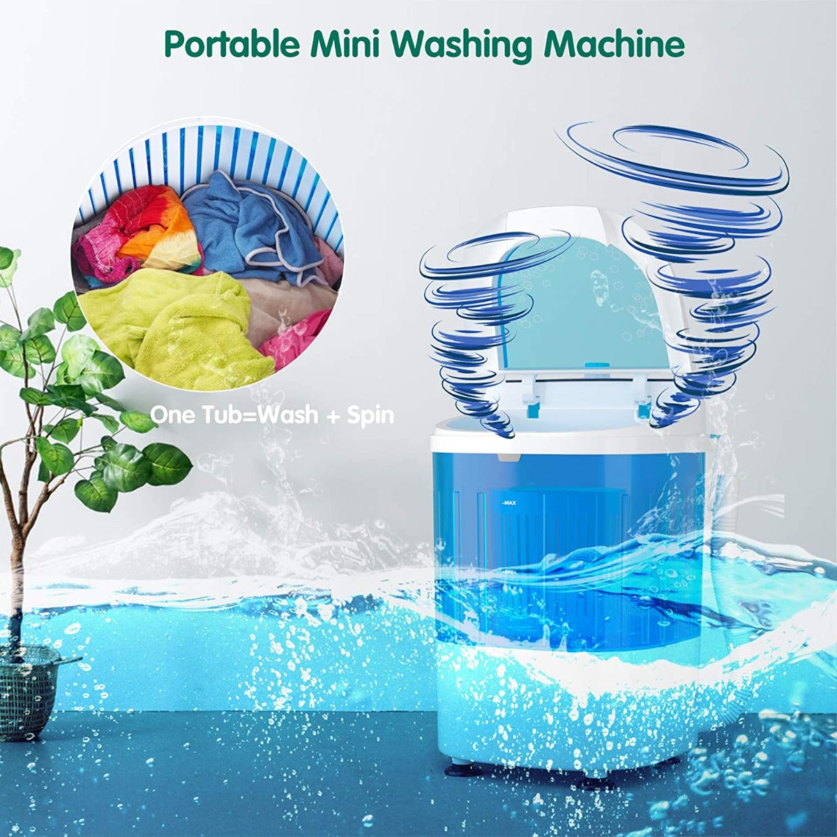 2 in 1 Mini Single Tub Washer Spin Dryer Semi-automatic