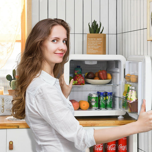 0~10? Compact Refrigerator with Reversible Door for Dorm Apartment-White