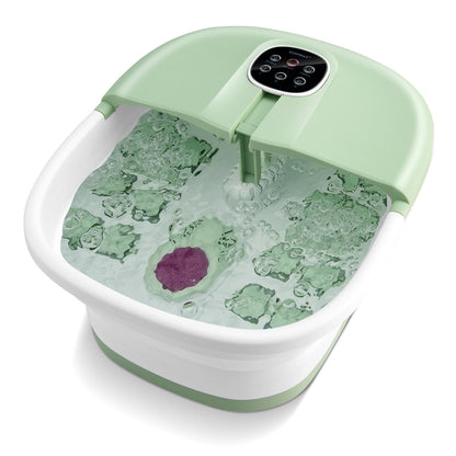 Foot Spa Bath Massager with Heat Bubbles and Remote Control-Green