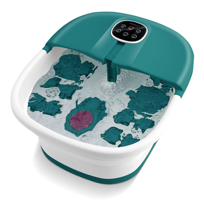 Foot Spa Bath Massager with Heat Bubbles and Remote Control-Teal Blue