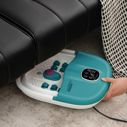 Foot Spa Bath Massager with Heat Bubbles and Remote Control-Teal Blue