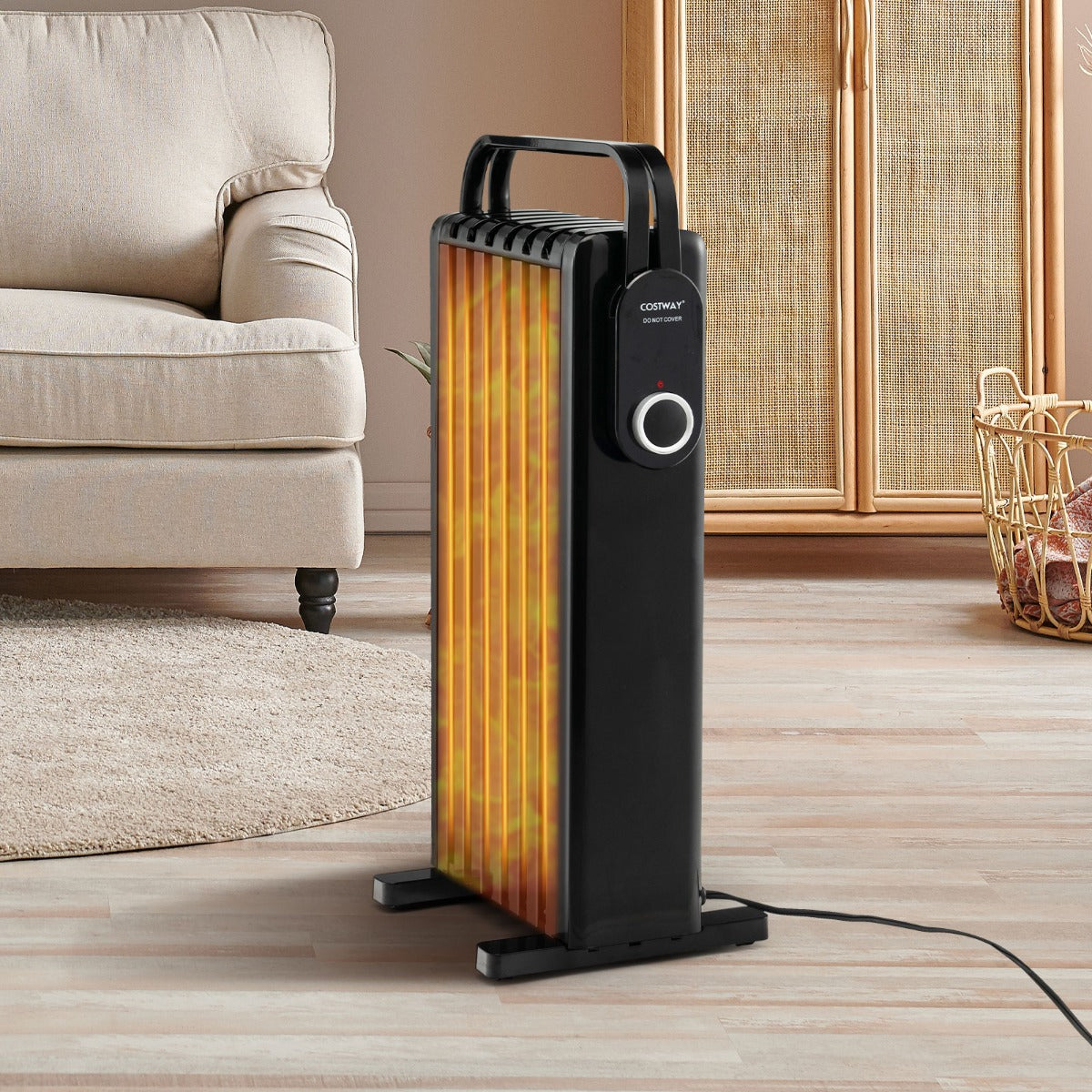 Portable Electric Heater with Overheat and Tip-Over Protection-Black