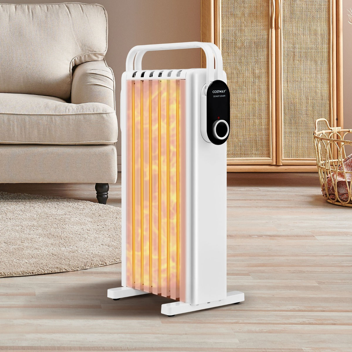 Portable Electric Heater with Overheat and Tip-Over Protection-White